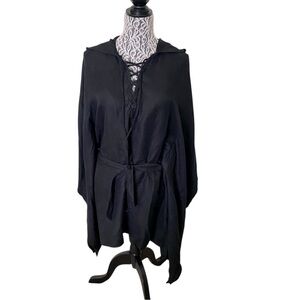 CHASER LINEN‎ LACE UP DOLMAN SLEEVE HOODED TUNIC NWT